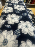 Navy Blue Retro Floral Fabric