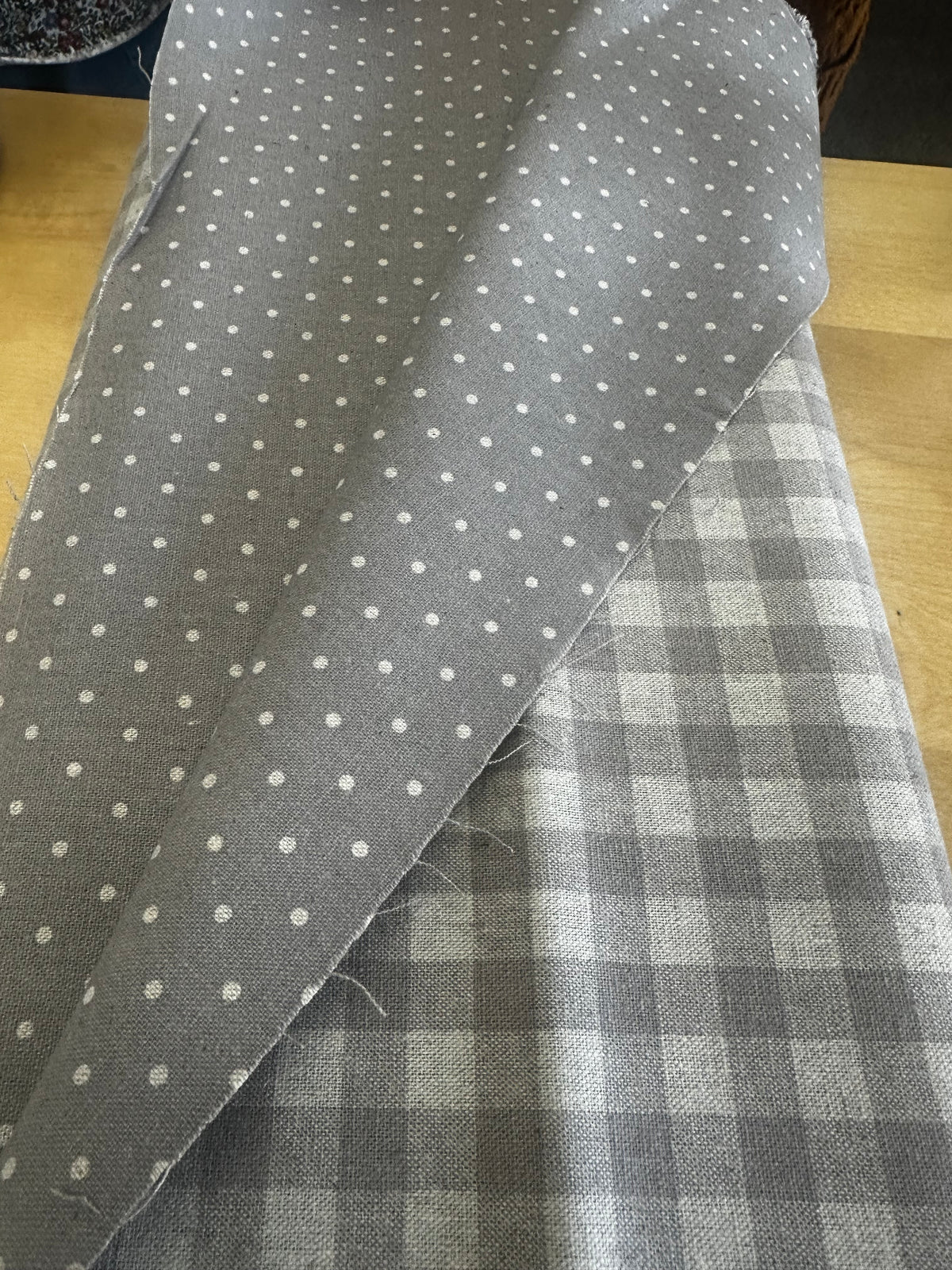 Gray and White Gingham & Dots